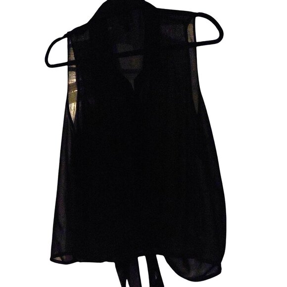 2B BeBe Sheer Disco Sleeveless Button Down Tie in Front Shirt With Crystals XL - Picture 5 of 7